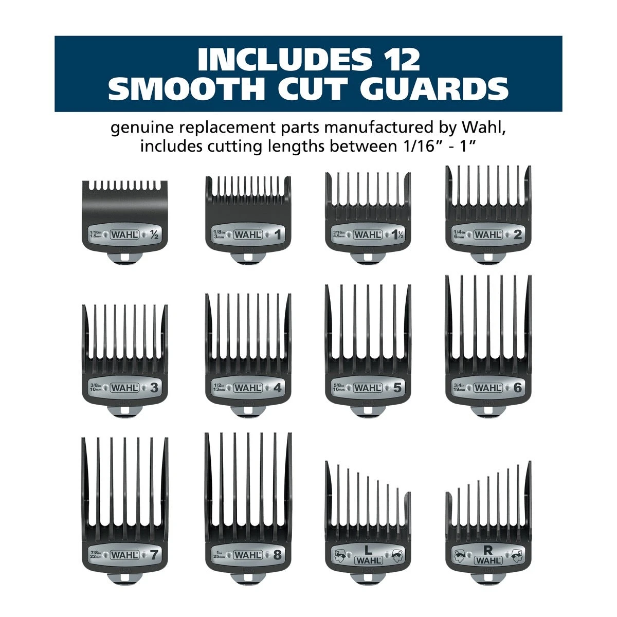Secure-Snap Hair Clipper Attachment Guard Set (1/16” To 1”), Metal 4 Secure-Snap Hair Clipper Attachment Guard Set (1/16” To 1”), Metal - Image 4