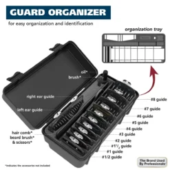 Secure-Snap Hair Clipper Attachment Guard Set (1/16” To 1”), Color Metal 10 Secure-Snap Hair Clipper Attachment Guard Set (1/16” To 1”), Color Metal -Wahl Usa Store 03291 300 elite guards with organizer.pt03