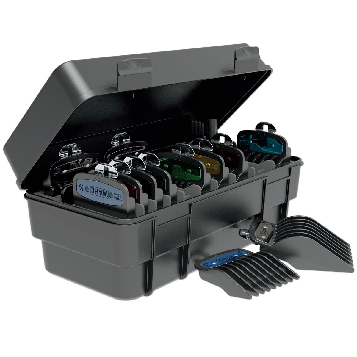 Secure-Snap Hair Clipper Attachment Guard Set (1/16” To 1”), Color Metal 1 Secure-Snap Hair Clipper Attachment Guard Set (1/16” To 1”), Color Metal