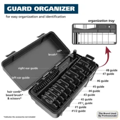 Secure Fit Hair Clipper Attachment Guard Set (1/16” To 1”), Black -Wahl Usa Store 03291 attachment guards with organizer.pt03