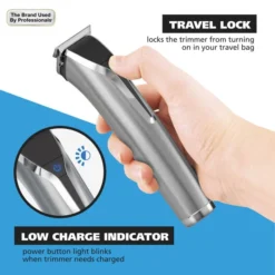 Stainless Steel Lithium-Ion +™ Cordless Rechargeable Trimmer -Wahl Usa Store 09898 stainless steel lithium ion .pt06